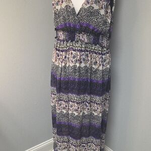 Magic Blue and Purple Sleeveless V-Neck Maxi Sundress